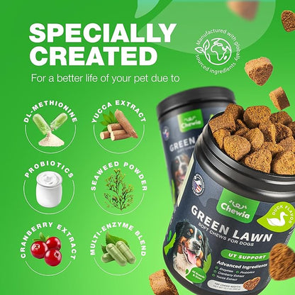 Grass Burn Spot Chews for Dogs - Dog Urine Neutralizer for Lawn - Grass Savers for Dog Urine - Dog Pee Lawn Spot Saver Caused by Dog Urine - Grass Treatment Rocks - Probiotics, Enzymes & Multivitamins