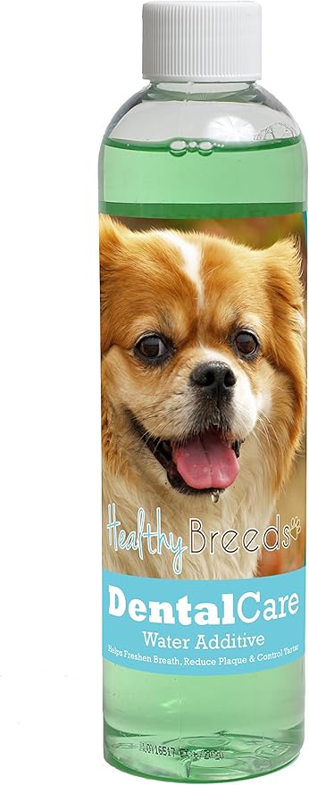 Healthy Breeds Dog Dental Care Water Additive for Tibetan Spaniel - Helps Freshen Breath, Reduce Plaque & Control Tartar - Mint Flavor - 8 oz