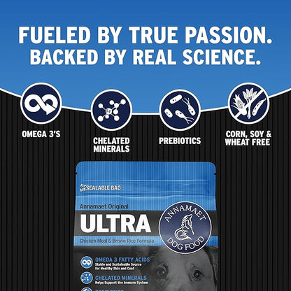 Annamaet Original Ultra Formula Dry Dog Food, 32% Protein (Chicken & Brown Rice), 25-lb Bag