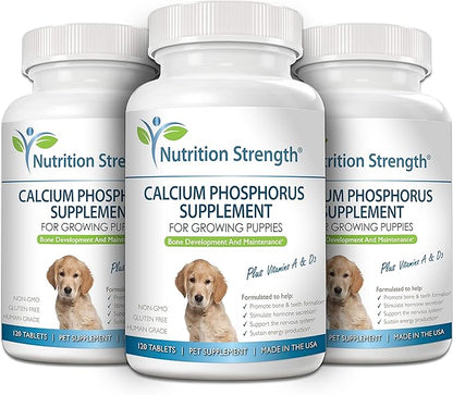 Calcium Phosphorus for Dogs Supplement, Provide Calcium for Puppies, Promote Healthy Dog Bones and Puppy Growth Rate, Dog Bone Supplement, 120 Chewable Tablets