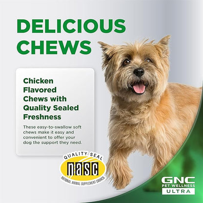 GNC Pets Ultra Multivitamin Soft Chews, Puppies, Chicken Flavor. 60-ct in 4.6 Oz Canister | Multivitamins for Puppies in Chicken Flavored Chewables from Pets Ultra