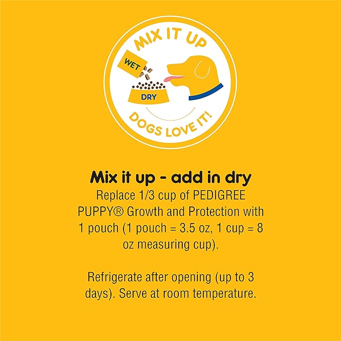PEDIGREE PUPPY Soft Wet Dog Food 8-Count Variety Pack, 3.5 Oz - 8 Count (Pack of 2), Total 16 pouches.