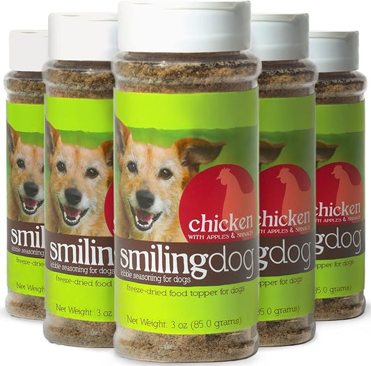 Herbsmith Kibble Seasoning – Freeze Dried Chicken – DIY Raw Coated Kibble Mixer - Dog Food Topper for Picky Eaters, 3 oz [Bundle x5 Units]