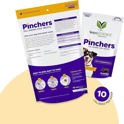 VETRISCIENCE Pinchers Pill Hiding Dog Treats with Probiotics - Wrap Pills, Capsules and Tablets - Makes Giving Medication Easy