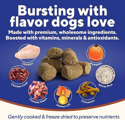 Dave's Pet Food Digesti-Bites Easy to Digest Freeze Dried Chicken Dog Treats with Pumpkin Fiber & Probiotics, Complete & Balanced Nutritious, Freeze Dried Dog Food Topper, USA Made (12 oz)