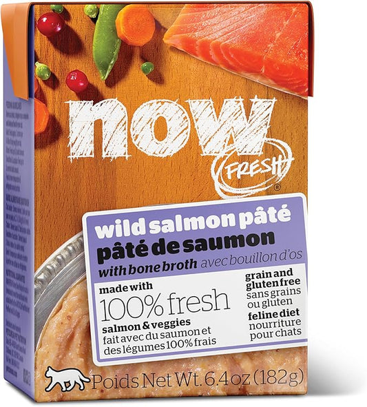 Now Fresh Grain Free Wet Cat Food, 6.4 oz - Wild Salmon Pâté with Bone Broth for Cats - Real Fish for Protein