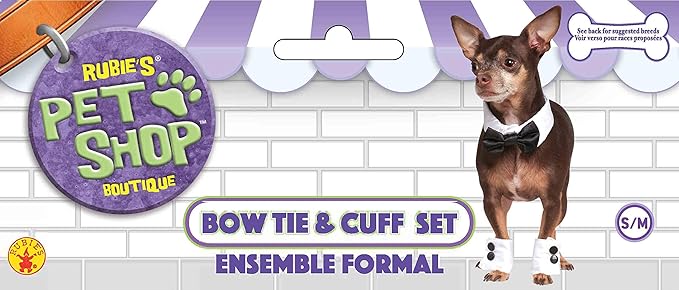 Rubie's Bowtie and Cuff Set Pet Accessories, Small/Medium