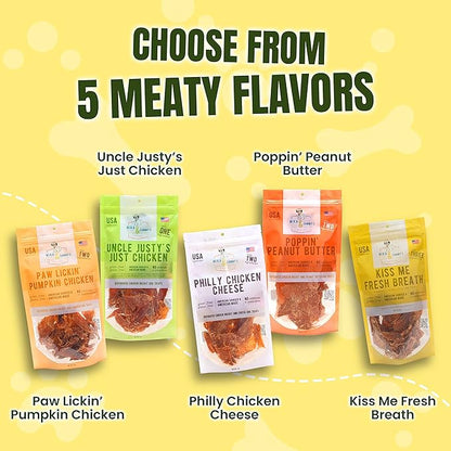 Gourmet Jerky Dog Treats - Natural Dog Treat Chicken Jerky for Dogs, Nutritious and Tasty Dog Jerky Treats Made in USA only, Cage-Free, No Additives (Mika & Sammy's Paw Lickin Pumpkin Chicken 12 oz)