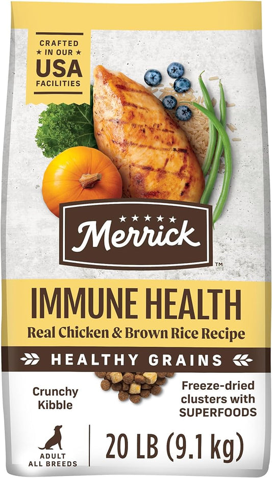 Merrick Immune Health Recipe, Healthy Grains Chicken Dry Dog Food with Freeze-Dried Clusters with Superfoods - 20 lb. Bag
