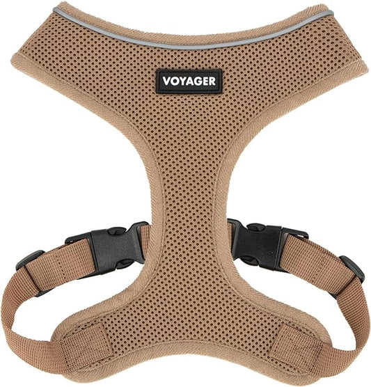 Aerolite No Pull Mesh Dog Harness with Lightweight, Soft, Breathable Chest Coverage, Reflective Stitching, and Adjustable Straps for Walking, Running, Training, Heavy Duty and Durable - Beige, S