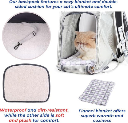 LOLLIMEOW Pet Carrier Backpack, Bubble Backpack Carrier, Cats and Puppies,Airline-Approved, Designed for Travel, Hiking, Walking & Outdoor Use (Square Expandable-Black)