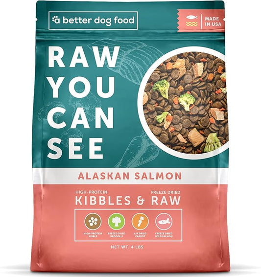 A Better | Salmon Dry Dog Food | Raw You Can See | High Protein Kibble + Freeze Dried Raw Dog Food