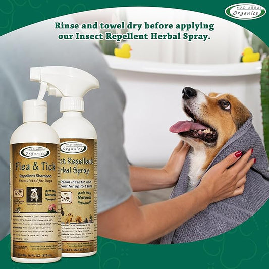Flea and Tick Repellent Shampoo Formulated for Dogs - Dog Shampoo for Flea and Tick Prevention, Natural Flea Treatment for Dogs, Kills Eggs and Larvae, Effective Protection - 16oz