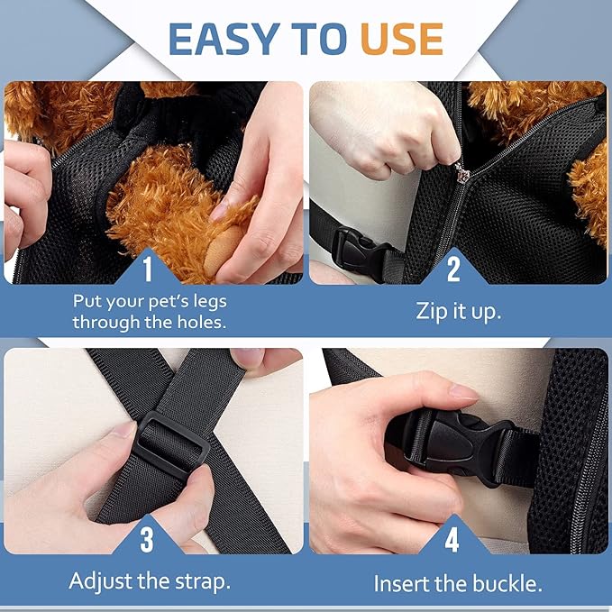 YUDODO Pet Dog Carrier Backpack Adjustable Dog Front Carrier, Legs Out Easy-Fit Dog Travel Backpack Carrier for Hiking Camping for Small Medium Dogs Cats and Rabbits (Large (Pack of 1), A-Black)
