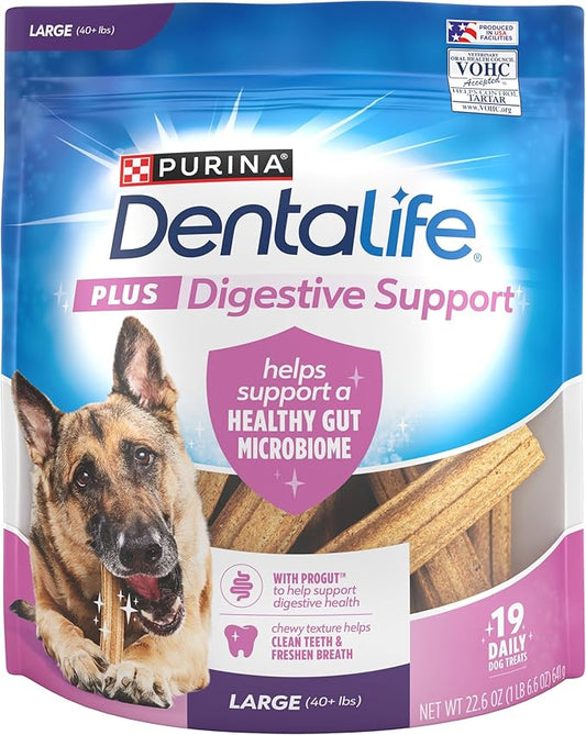 Dentalife Purina Plus Digestive Support Chicken and Pumpkin Flavor Large Dog Dental Chews, MP - 19 ct. Pouch