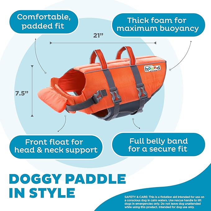 Outward Hound Granby Splash Orange Dog Life Jacket, XL