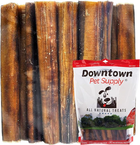 Downtown Pet Supply Bully Sticks for Dogs (12", 40-pack, Jumbo) Non-GMO, Grain Free, Rawhide Free Dog Chews Long Lasting Pizzle Sticks - Low Odor Bully Sticks for Large Dogs