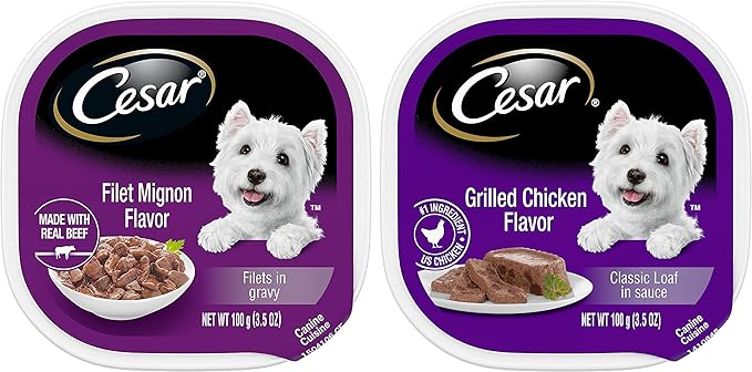 Cesar Soft Wet Dog Food Classic Bundle with 08 Flavors(1 Unit Each Flavor) . Total Units .Bundle a 1 roll Green Bone Waste Bag., 3.5 Ounce (Pack of 8)