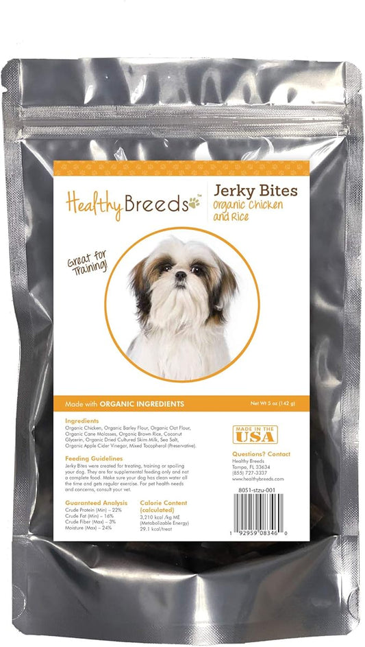 Healthy Breeds Shih Tzu Jerky Bites Chicken & Rice Recipe Dog Treats 5 oz
