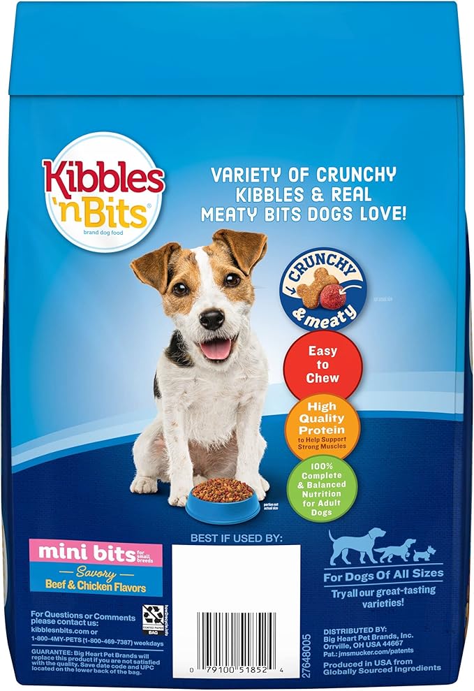 Kibbles 'N Bits Savory Beef & Chicken Flavors Small Breed Mini Bits Dry Dog Food, 3.5 Pound Bag (Pack of 4)