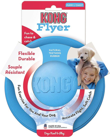 KONG Puppy Flyer - Soft Rubber Flyer Dog Toy - Flying Disc Dog Toy for Puppies - Gentle Rubber Toy for Growing Puppies - for Small Puppies - Assorted Colors