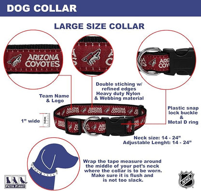 Pets First COY-3036-LGNHL Arizona Coyotes Collar for Dogs & Cats, Large. - Adjustable, Cute & Stylish! The Ultimate Hockey Fan Collar!, Large (18-28" Length x 1" Width)