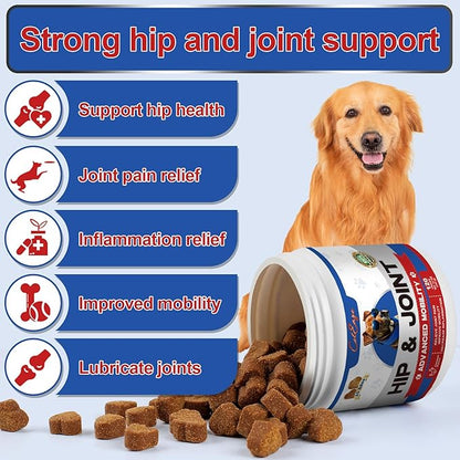 Joint Supplement for Dogs, Glucosamine Chondroitin for Dogs Joint Pain Relief, MSM - Advanced Mobility Chews Reduce Inflammation, Hip & Joint Care - Lamb Flavor - 120 Ct