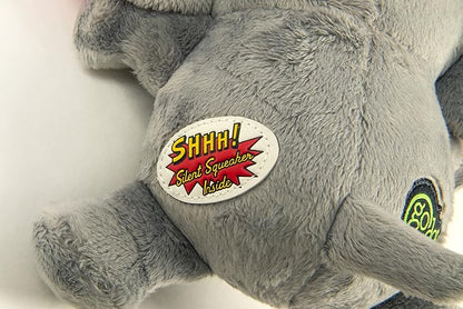 goDog Crazy Hairs Elephant Silent Squeak Plush Dog Toy, Chew Guard Technology - Gray, Large