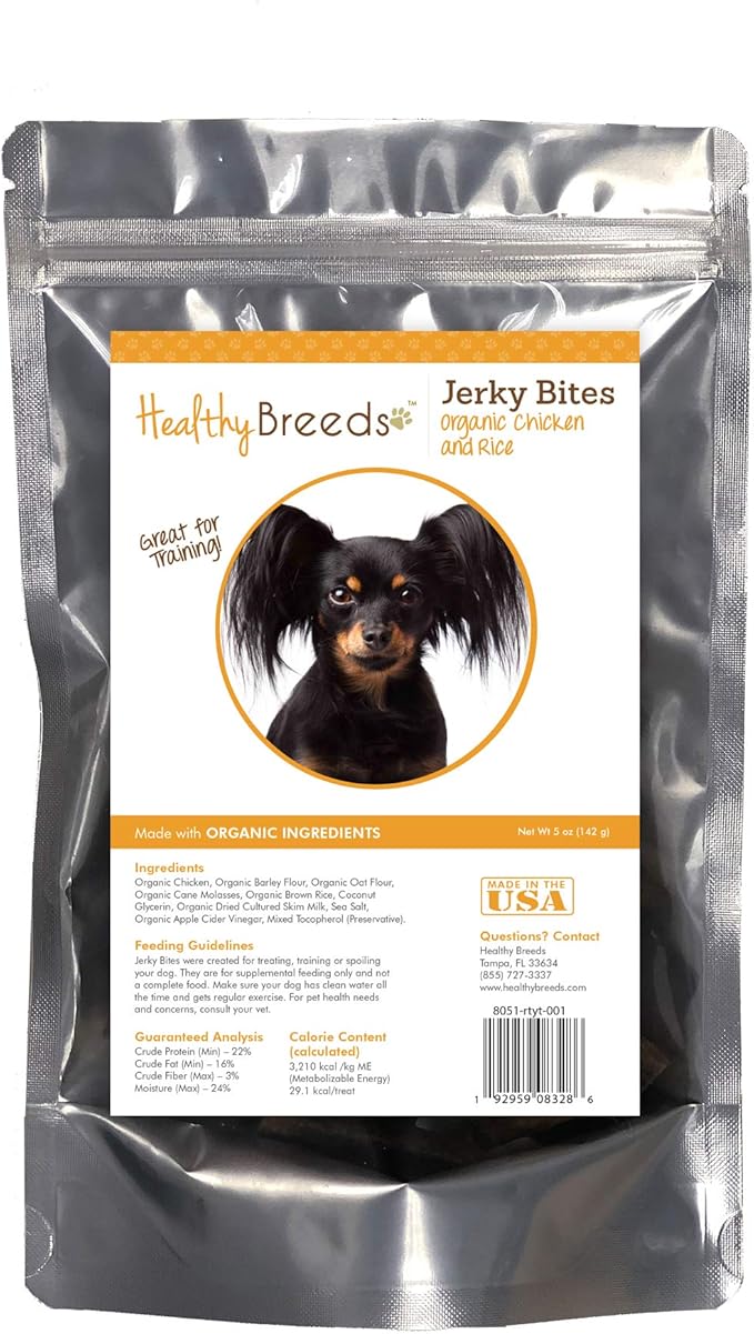 Healthy Breeds Russian Toy Terrier Jerky Bites Chicken & Rice Recipe Dog Treats 5 oz