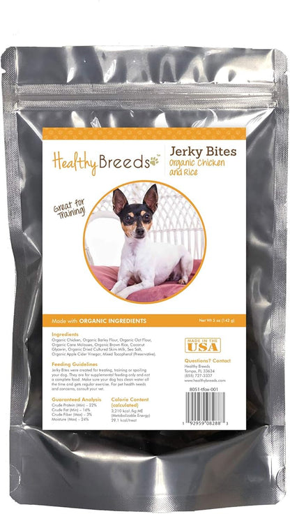 Healthy Breeds Toy Fox Terrier Jerky Bites Chicken & Rice Recipe Dog Treats 5 oz