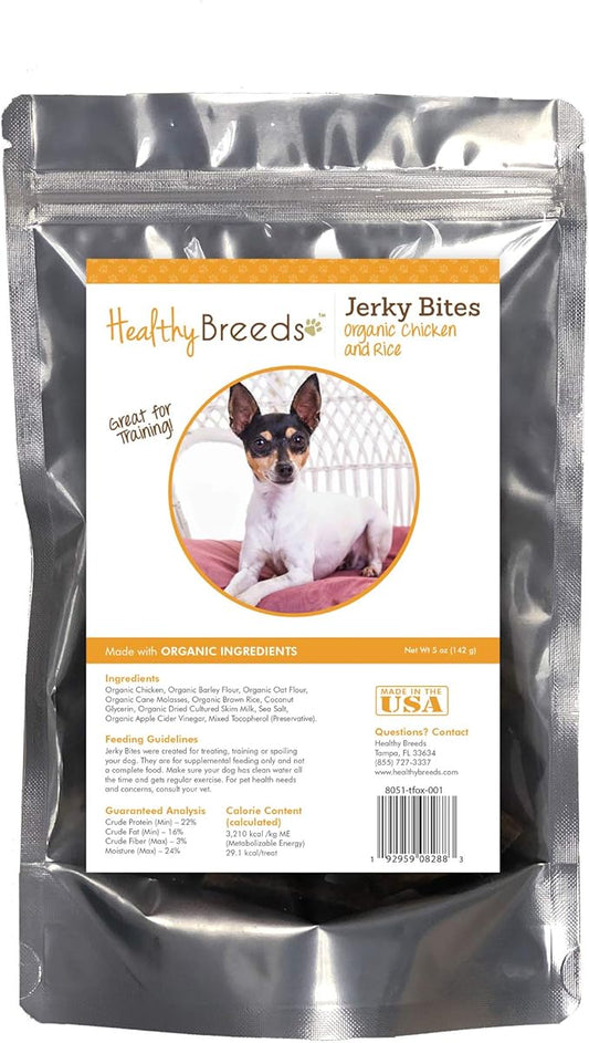 Healthy Breeds Toy Fox Terrier Jerky Bites Chicken & Rice Recipe Dog Treats 5 oz