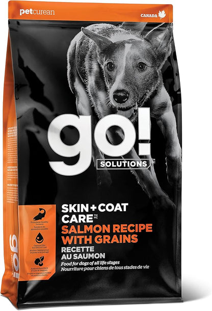 GO! SOLUTIONS Skin + Coat Care - Dry Dog Food, 22 lb - Salmon Recipe with Grains for All Life Stages - Complete + Balanced Nutrition for Dogs