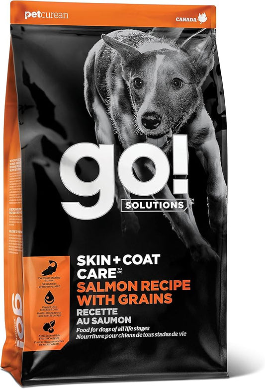 GO! SOLUTIONS Skin + Coat Care - Dry Dog Food, 22 lb - Salmon Recipe with Grains for All Life Stages - Complete + Balanced Nutrition for Dogs
