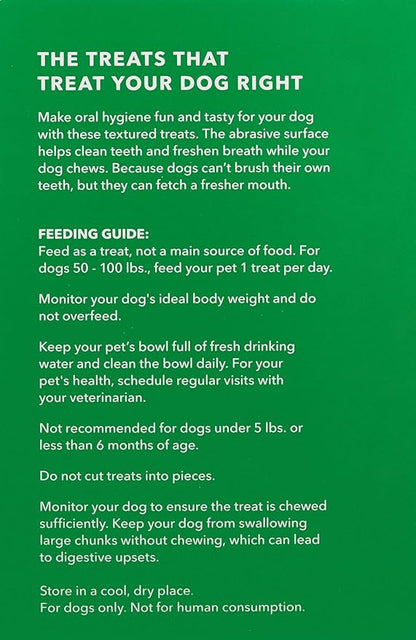 Amazon Brand - Wag Dental Chews - Green Dental Brush for Dogs, Large, Unflavored, 24 Count (Pack of 1)
