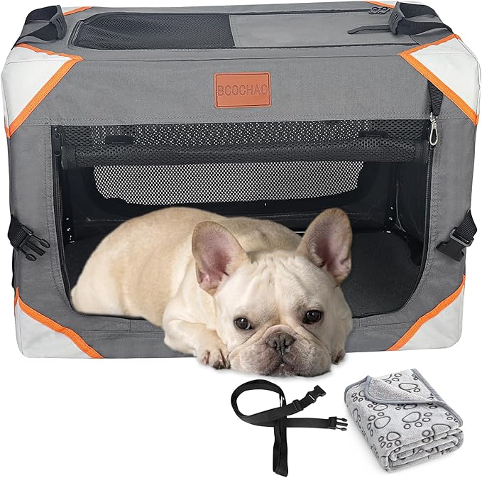 Collapsible Dog Crate-Portable Dog Crates for Small Medium Dogs,4-Door Portable Pet Travel Crate,Sturdy/Breathable/Comfortable,Indoor & Outdoor & Car Back Seat;Soft Dog Blanket