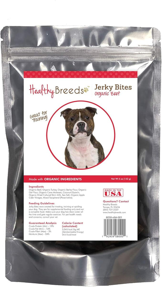 Healthy Breeds Staffordshire Bull Terrier Jerky Bites Beef Recipe Dog Treats 5 oz