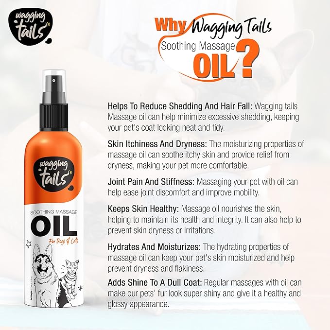 Wagging Tails 6-in-1 Soothing Oil 6.76 fl oz for Dogs | All natural ingredients Coconut Oil and Vitamin E help control hair fall & improve Coat Shine and Softness