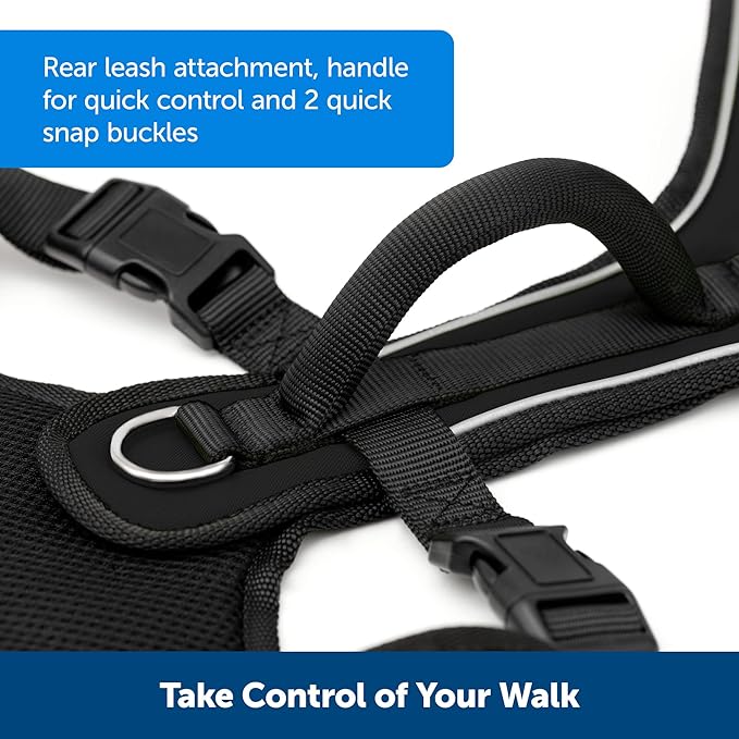 PetSafe EasySport Dog Harness – Adjustable, Padded Dog Harness with Control Handle and Reflective Piping – Small, Black