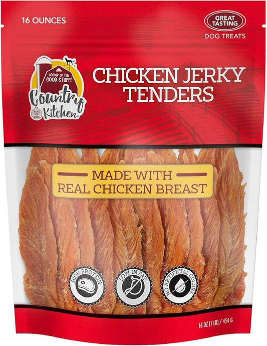 Country Kitchen Chicken Jerky Tender Dog Treats, High Protein, Low Fat, No Artificial Colors, 16 oz