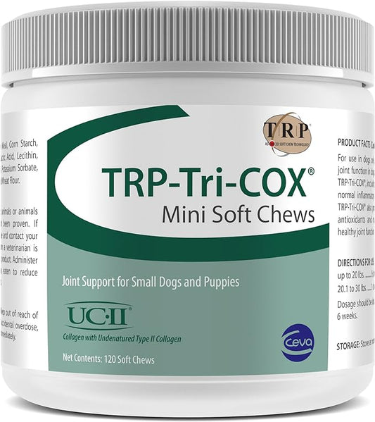 CEVA Animal Health TRP-Tri-COX Mini Soft Chews, Joint Support For Small Dogs & Puppies (120 Count)