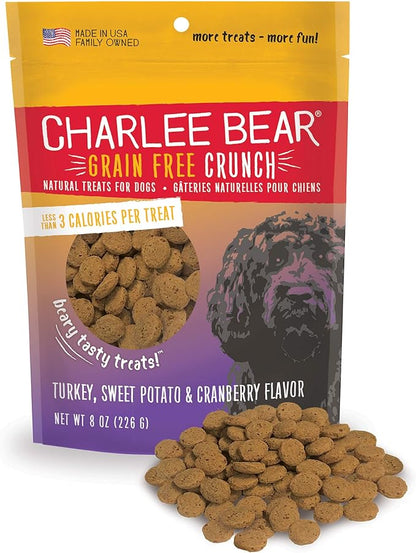 Charlee Bear Grain Free Crunch Dog Treats, Turkey, Sweet Potato & Cranberry Flavor, 8 oz