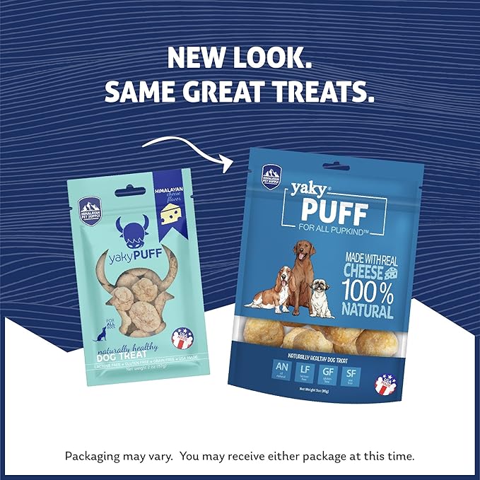 Himalayan Dog Chew Yak Cheese Treats, 100% Natural, Long Lasting, Gluten Free, Healthy & Safe, Lactose & Grain Free,Cheese Flavor Crispy Puffed Treat, For All Breeds, 2 oz (Package Updated to 3 oz)