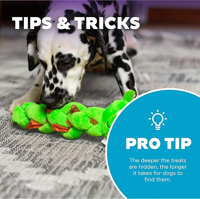Outward Hound Nina Ottosson Twistiez Interactive Plush Dog Puzzle Dog Enrichment Toys Dog Treat Puzzle, Plush, Small, Green