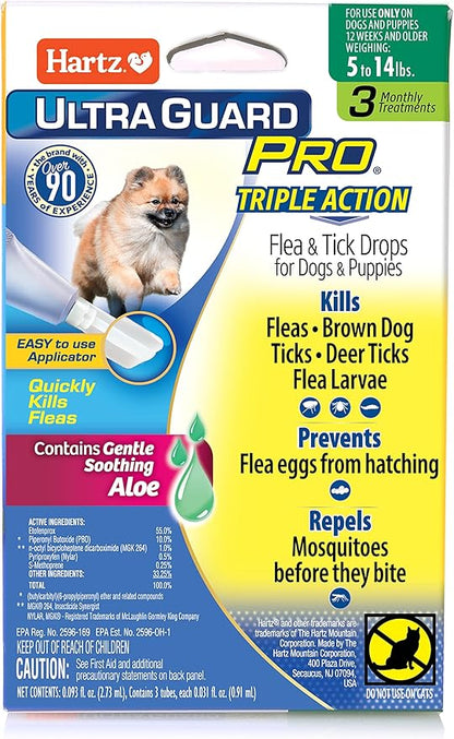 Hartz UltraGuard Pro Topical Flea & Tick Prevention for Dogs and Puppies - 5-14 lbs, 3 Monthly Treatments