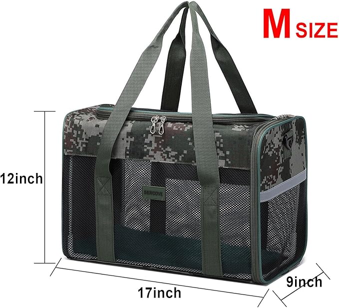 Framed Soft-Sided pet Carrier, cat, Dog, Rabbit and Poultry Carrier, Airline Approved Carrier.(Medium, Military Green)