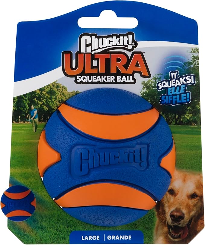 Chuckit Ultra Squeaker Ball Dog Toy, Large (3 Inch) 1 Pack, for Large Breeds