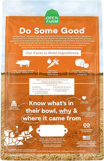 Open Farm Farmer's Table Pork Grain-Free Dry Dog Food, Family Farmed Pork Recipe with Non-GMO Superfoods and No Artificial Flavors or Preservatives, 4 lbs