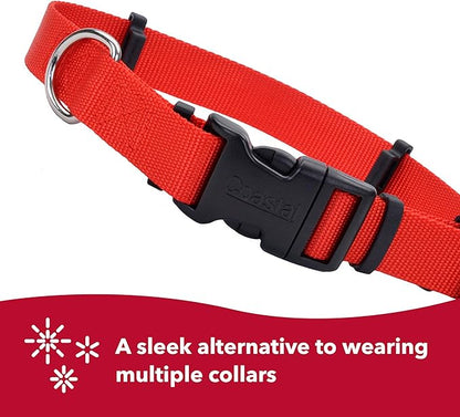 Coastal Pet SecureAway Flea Collar Protectors - Comfortable Dog Collar Accessory - Protective Flea Collar for Dogs - Adjustable Dog & Puppy Flea Collar Protection - Red, 1" x 18-26"