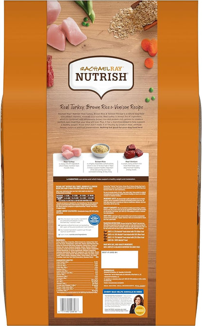 Rachael Ray Nutrish Dry Dog Food, Turkey, Brown Rice & Venison Recipe for Weight Management, 26 Pounds