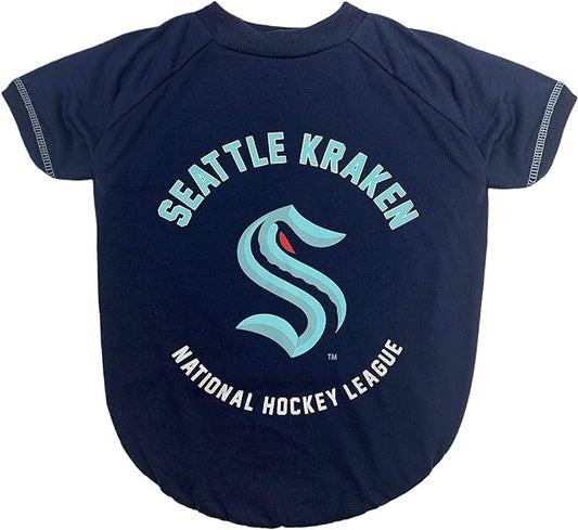 DOG TEE SHIRT - NHL Seattle Kraken PET T-Shirt for Dogs & Cats, SIZE: X-Small. - Wrinkle-free, Soft & Comfortable, Durable & Washable wam shirt dress outfit for your cute puppy & kitty!